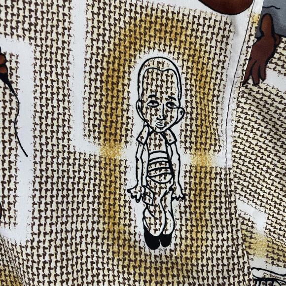 Seals Shirt Mens XL Brown Tan Rapper Hip Hop Print Button Front Camp Hawaiian - Picture 5 of 13